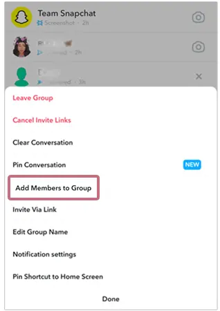 Add members from Snapchat friend