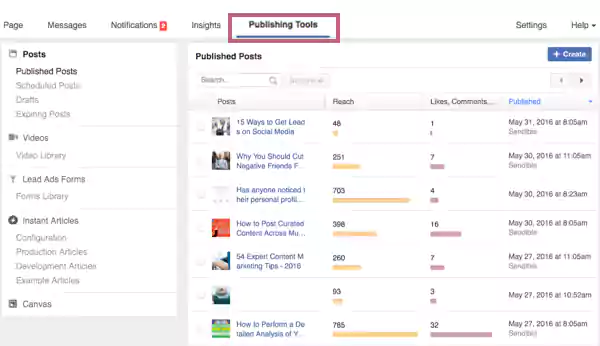 click on publishing tools