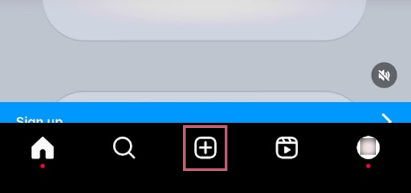 Open Instagram and tap on the plus menu