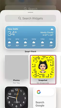 Select the Snapchat widget