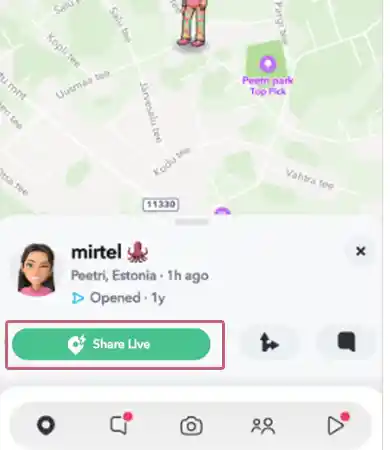 share live location on snapchat