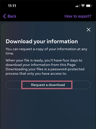 Choose Request a Download