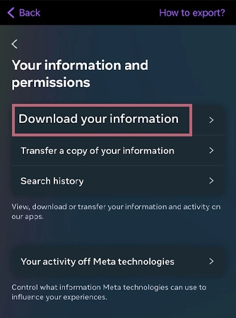 Select Download your Information