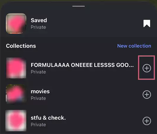 Hit the Plus Icon and the video will be saved in one of the collections