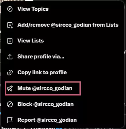 In the drop down menu pick the Mute option