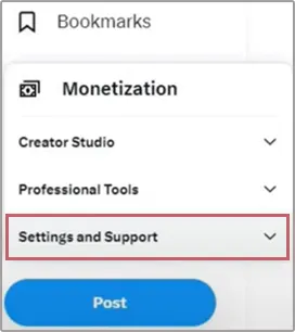 In the drop-down menu, select Settings and Support.