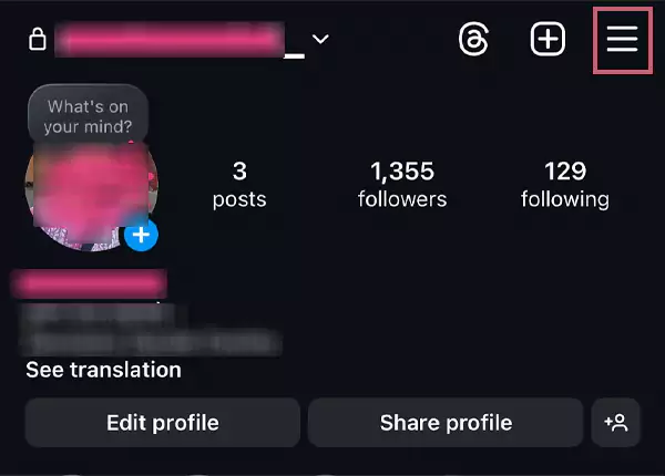 On the Profile page hit the Hamburger Icon in the top right corner