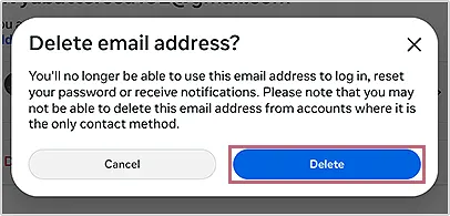 Tap on your email, delete email address, and Delete