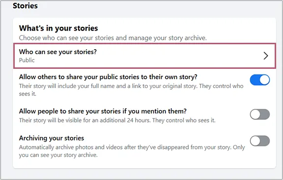 Click on Who can see your stories?