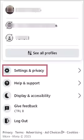 In the drop down menu choose Setting and Privacy