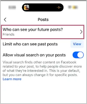 Tap on Who can see your future posts