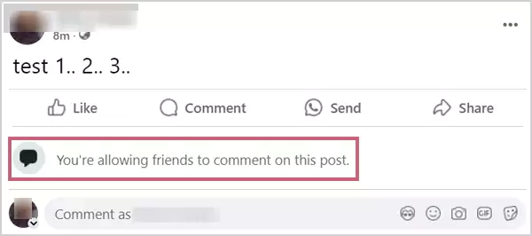 You can see who you have allowed to comment upon refreshing the post